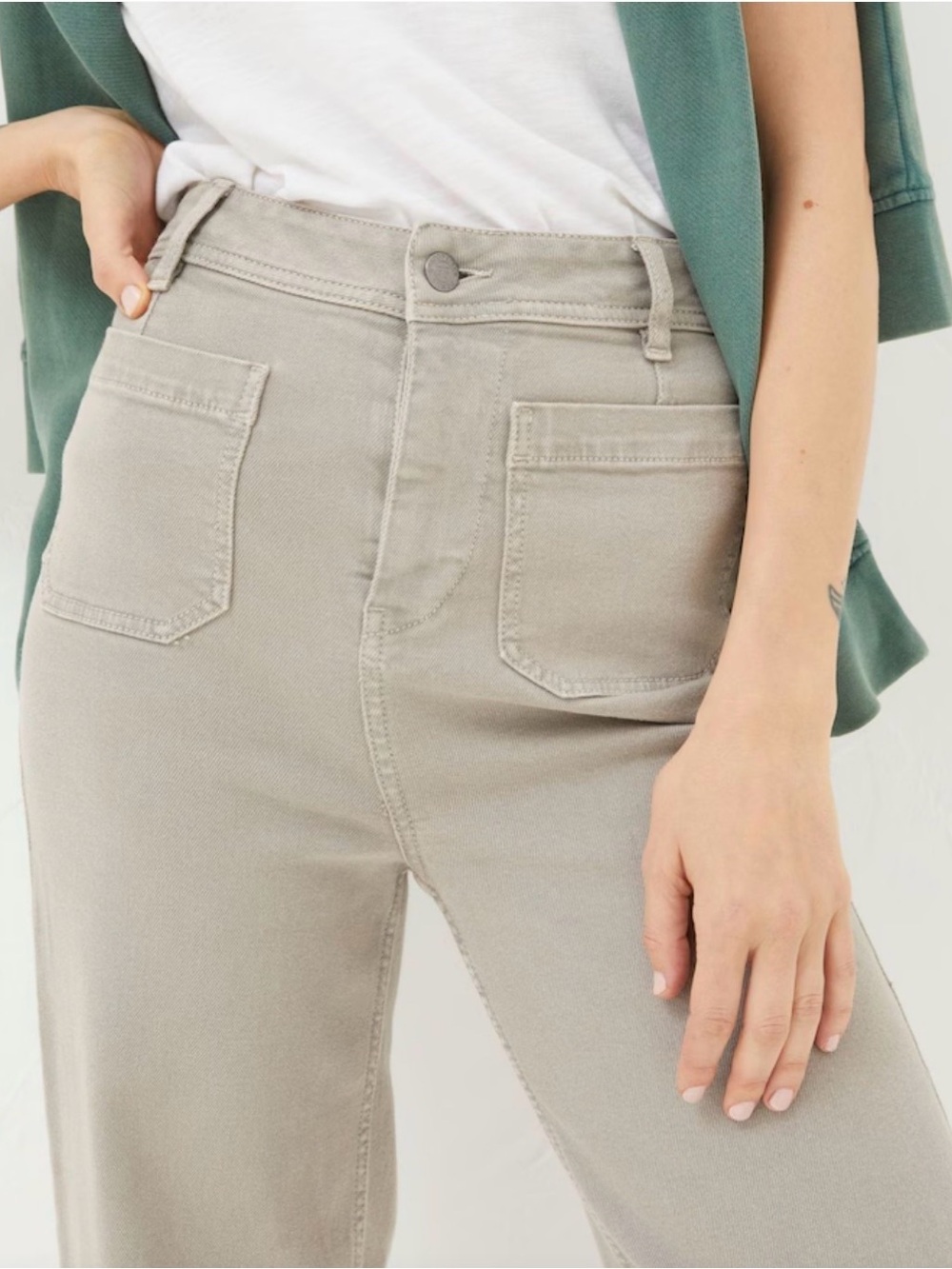 Fatface‎ Keswick Natural Wide Leg Crop Jeans Sz 10R